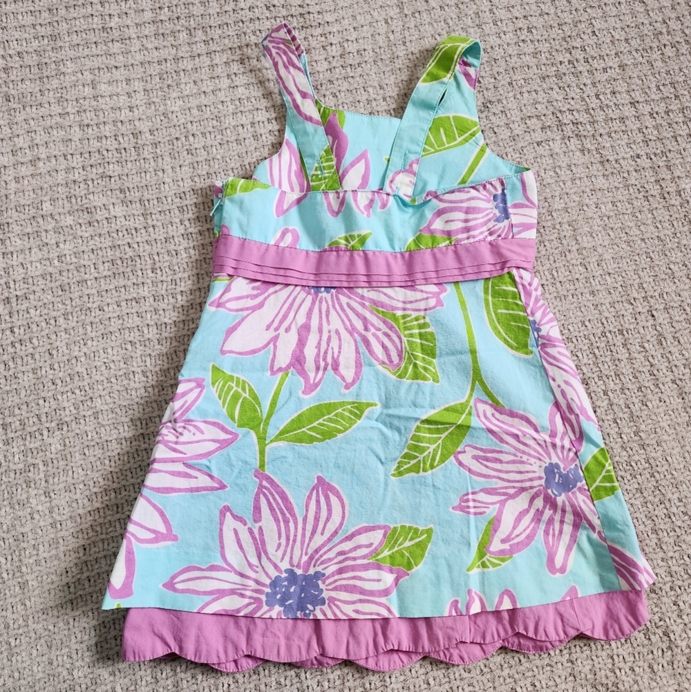 Vintage Lilly Pulitzer Floral Scalloped Trim Dress Size 3T - Picture 4 of 6